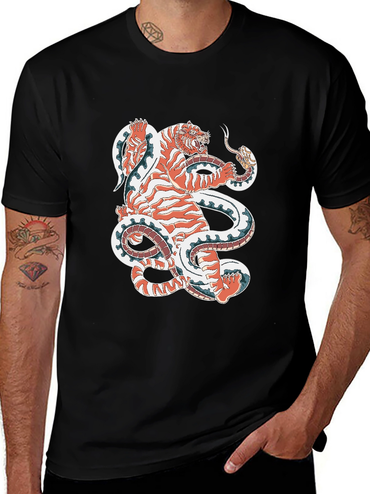 Tiger vs Snake Graphic Tee - Unique Design!