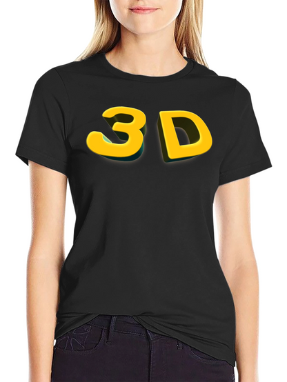 Bold 3D Graphic Tee - Black Cotton Blend
