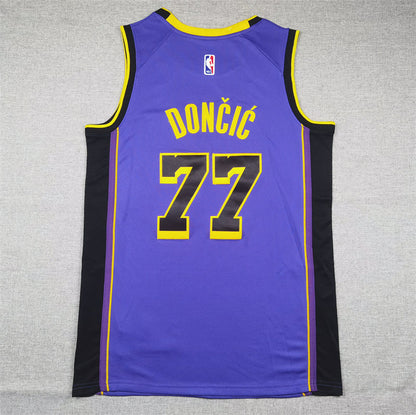 Men's Los Angeles Lakers Luka Doncic #77 Purple Swingman Jerseys - Statement Edition