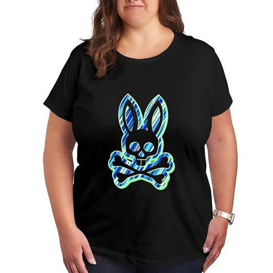 Neon Bunny Skull Crossbones Edgy Street Tee