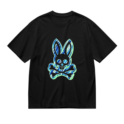Neon Bunny Skull Crossbones Edgy Street Tee
