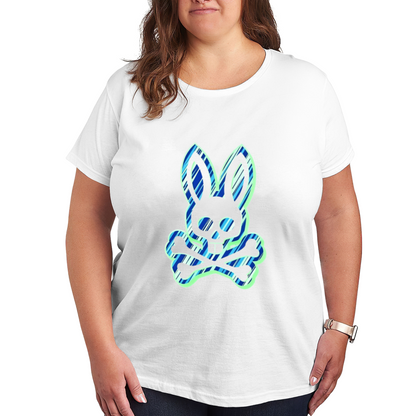 Neon Bunny Skull Crossbones Edgy Street Tee