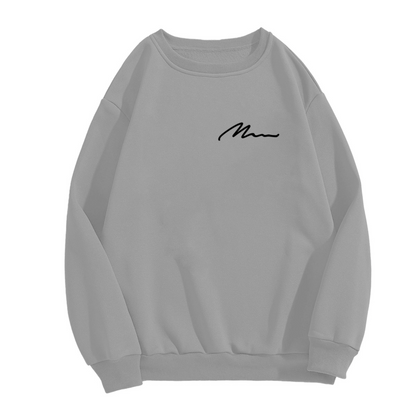 Tiny Minimal Signature Chest Print Gray Crewneck Sweatshirt