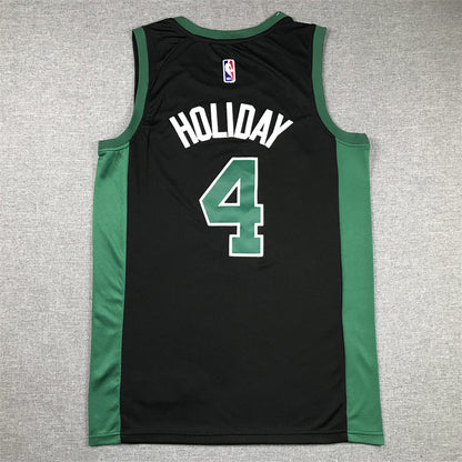 Men's Boston Celtics Jrue Holiday #4 Black Swingman Jerseys - Statement Edition