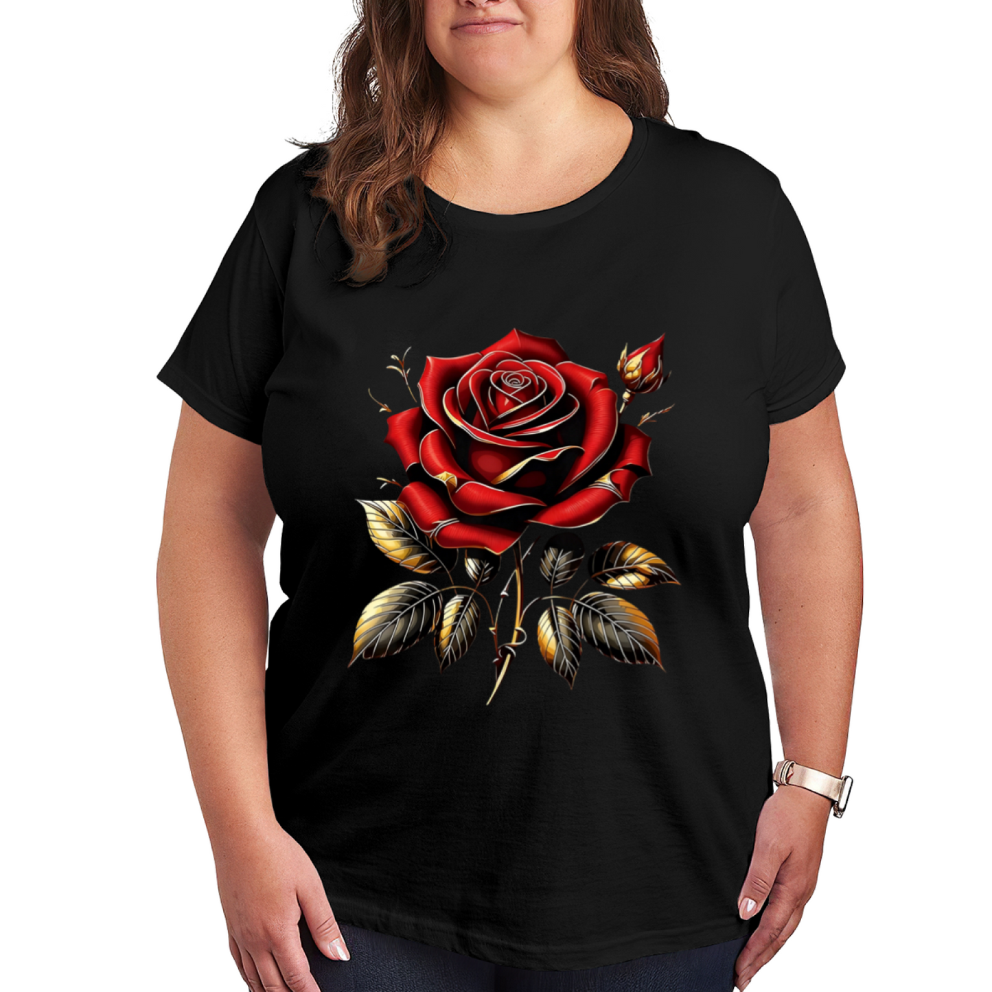 Dark Blood Red Thorn Roses Gothic Edgy Graphic Tee