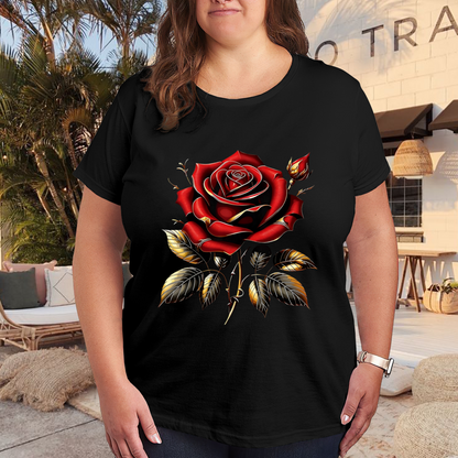 Dark Blood Red Thorn Roses Gothic Edgy Graphic Tee