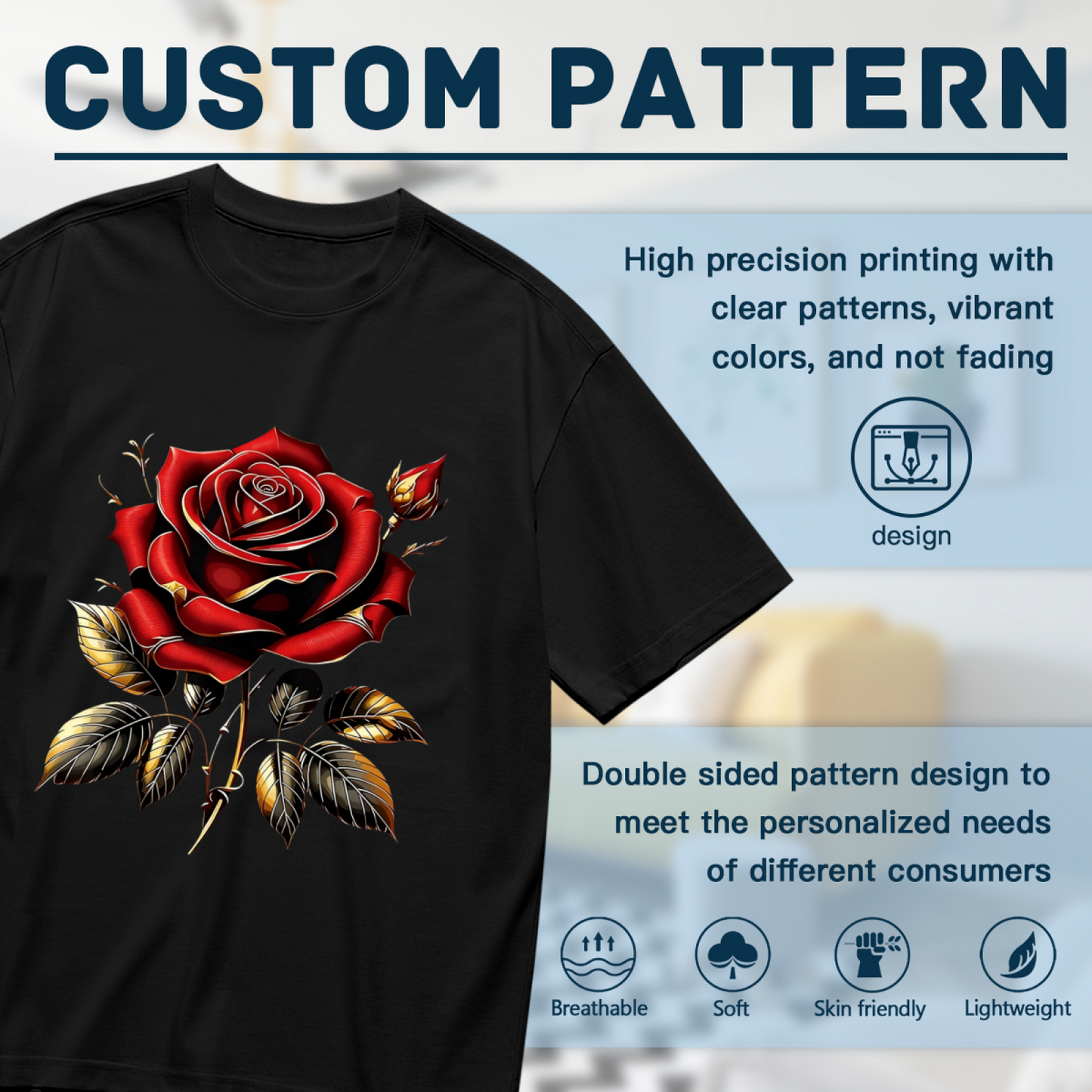 Dark Blood Red Thorn Roses Gothic Edgy Graphic Tee