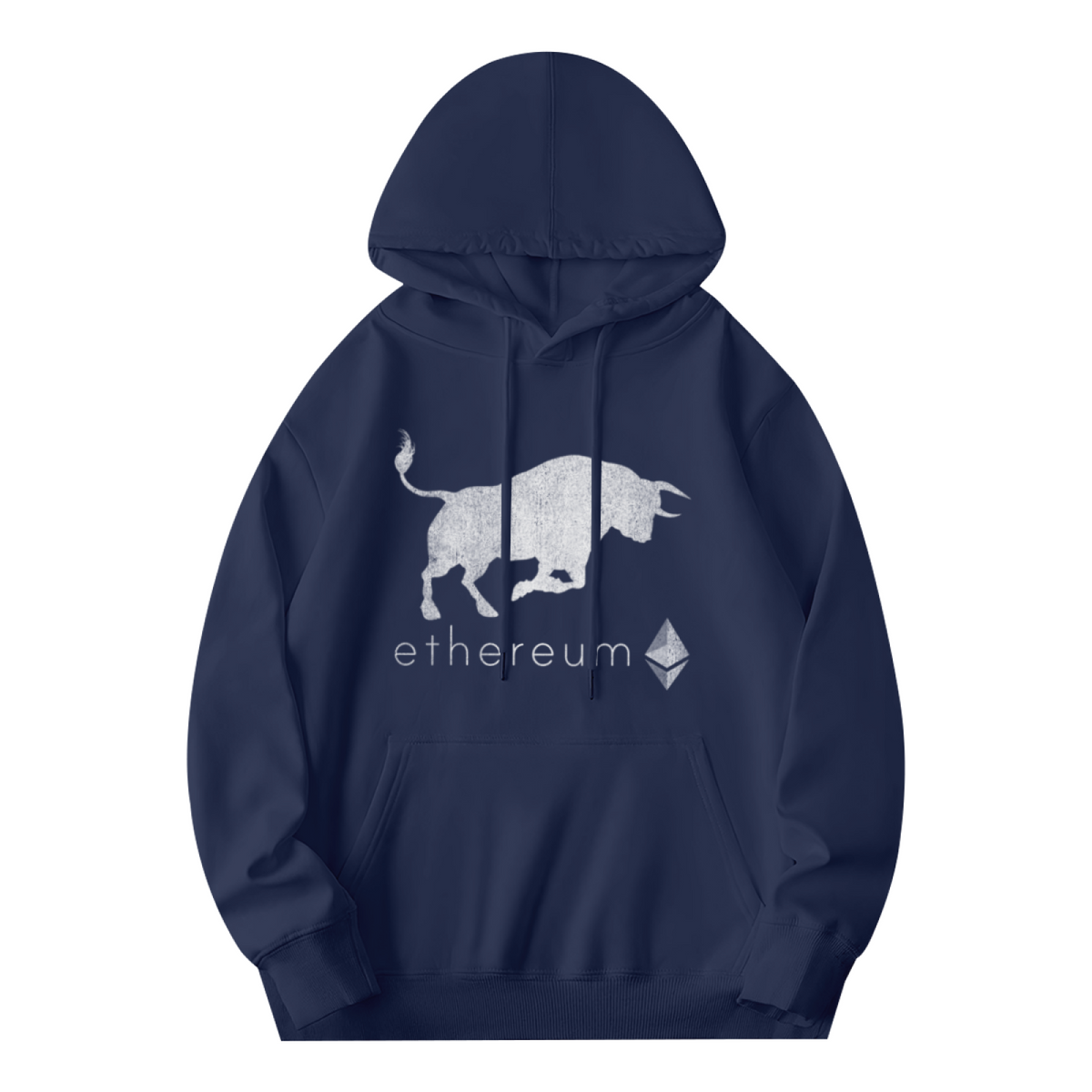 Ethereum Bull Crypto Soft Navy Hoodie, Investor Comfort Pullover