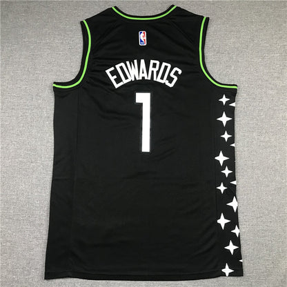 Men's Minnesota Timberwolves Anthony Edwards Black Swingman Jerseys City Edition