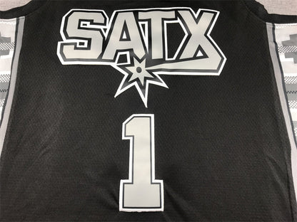 Men's San Antonio Spurs Victor Wembanyama #1 Black 2022/23 Swingman Jerseys - Statement Edition