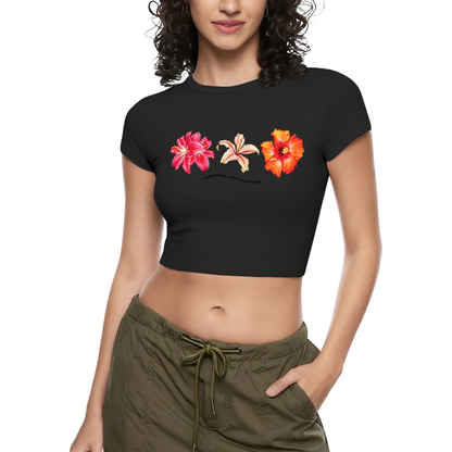 Tropical Hibiscus Floral Summer White Crop Top