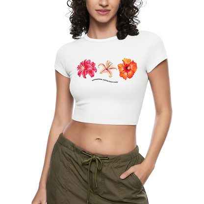 Tropical Hibiscus Floral Summer White Crop Top