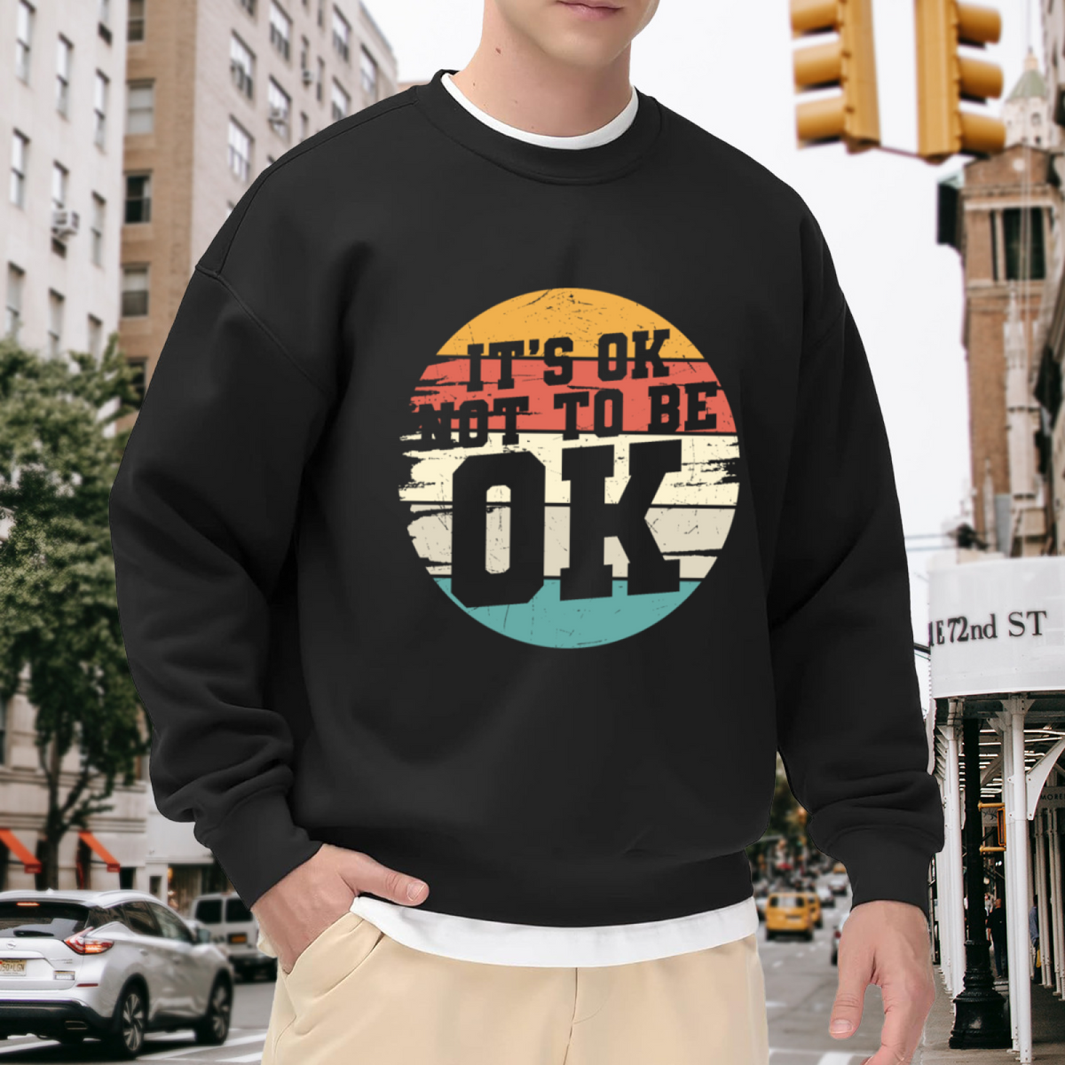 It¡¯s Ok Not To Be Ok Retro Sunset Mental Health Awareness Sweatshirt