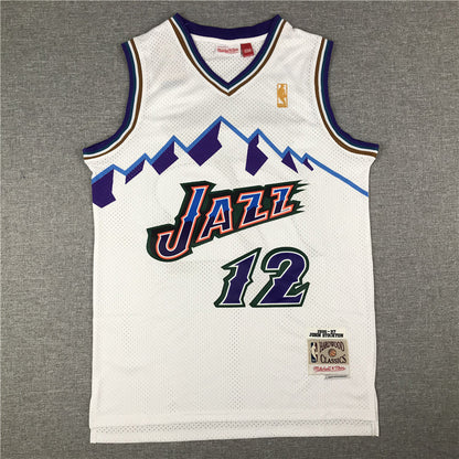 Men's Utah Jazz John Stockton White 1996-97 Hardwood Classics Swingman Jerseys