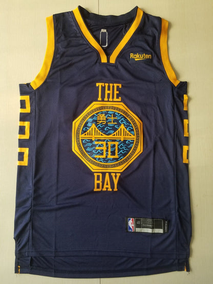 Men's Golden State Warriors Stephen Curry Navy Swingman Jerseys City Edition