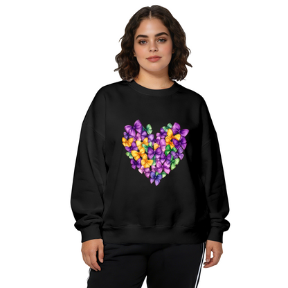 Glam Glitter Purple Rose Art White Crewneck Sweatshirt
