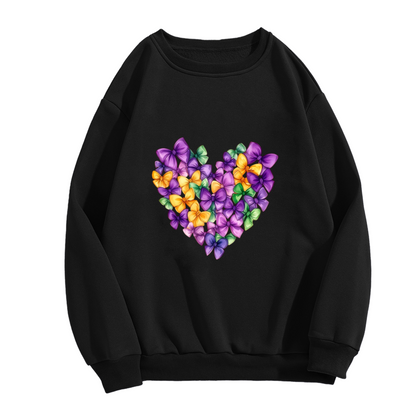 Glam Glitter Purple Rose Art White Crewneck Sweatshirt