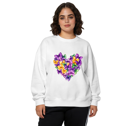 Glam Glitter Purple Rose Art White Crewneck Sweatshirt