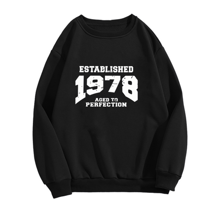 Distressed Established 1978 Birthday Graphic Crewneck Sweatshirt