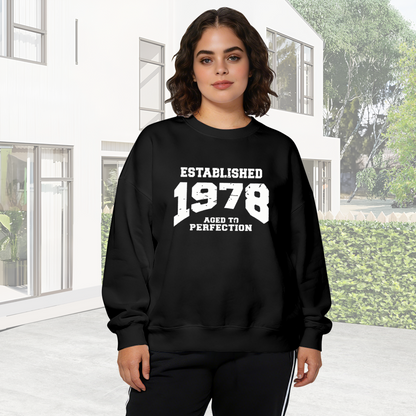 Distressed Established 1978 Birthday Graphic Crewneck Sweatshirt