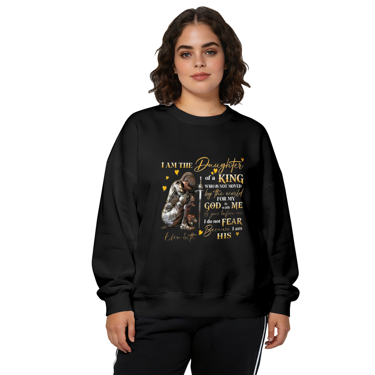 Daughter Of A King Warrior Faith Inspirational Crewneck Sweatshirt