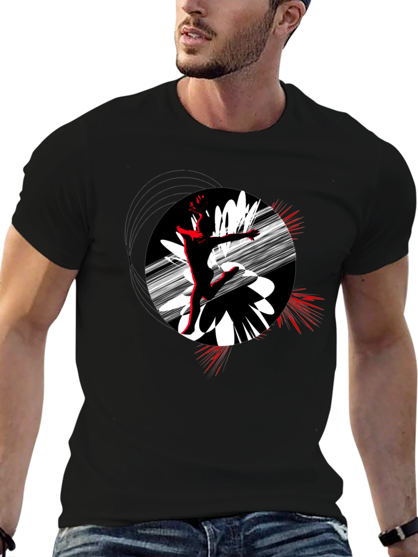 Abstract Dance T-Shirt - Black Cotton Tee