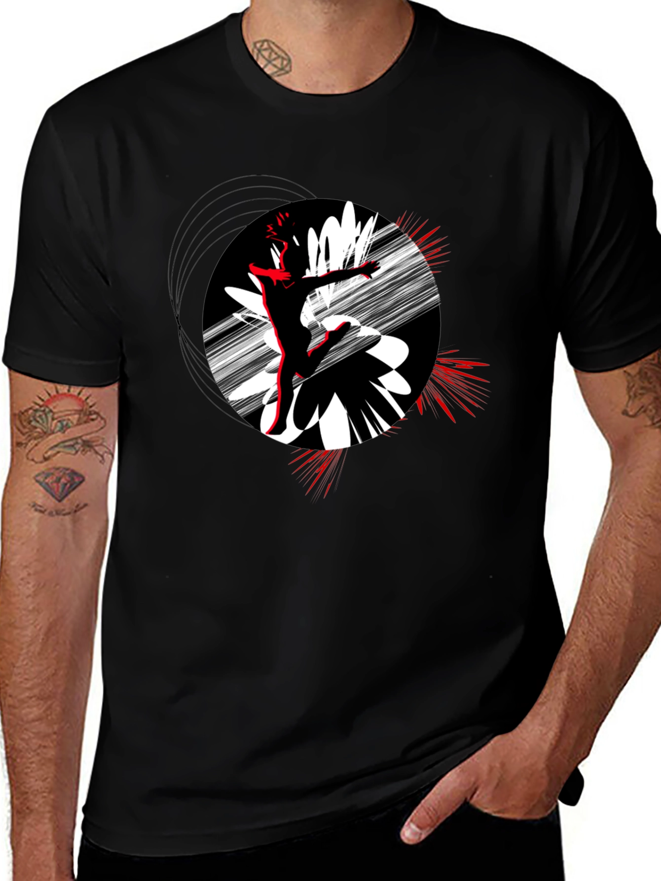 Abstract Dance T-Shirt - Black Cotton Tee