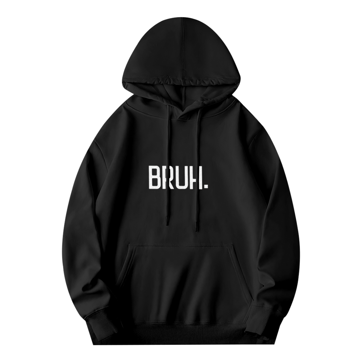 Minimal BRUH. Text Black Hoodie