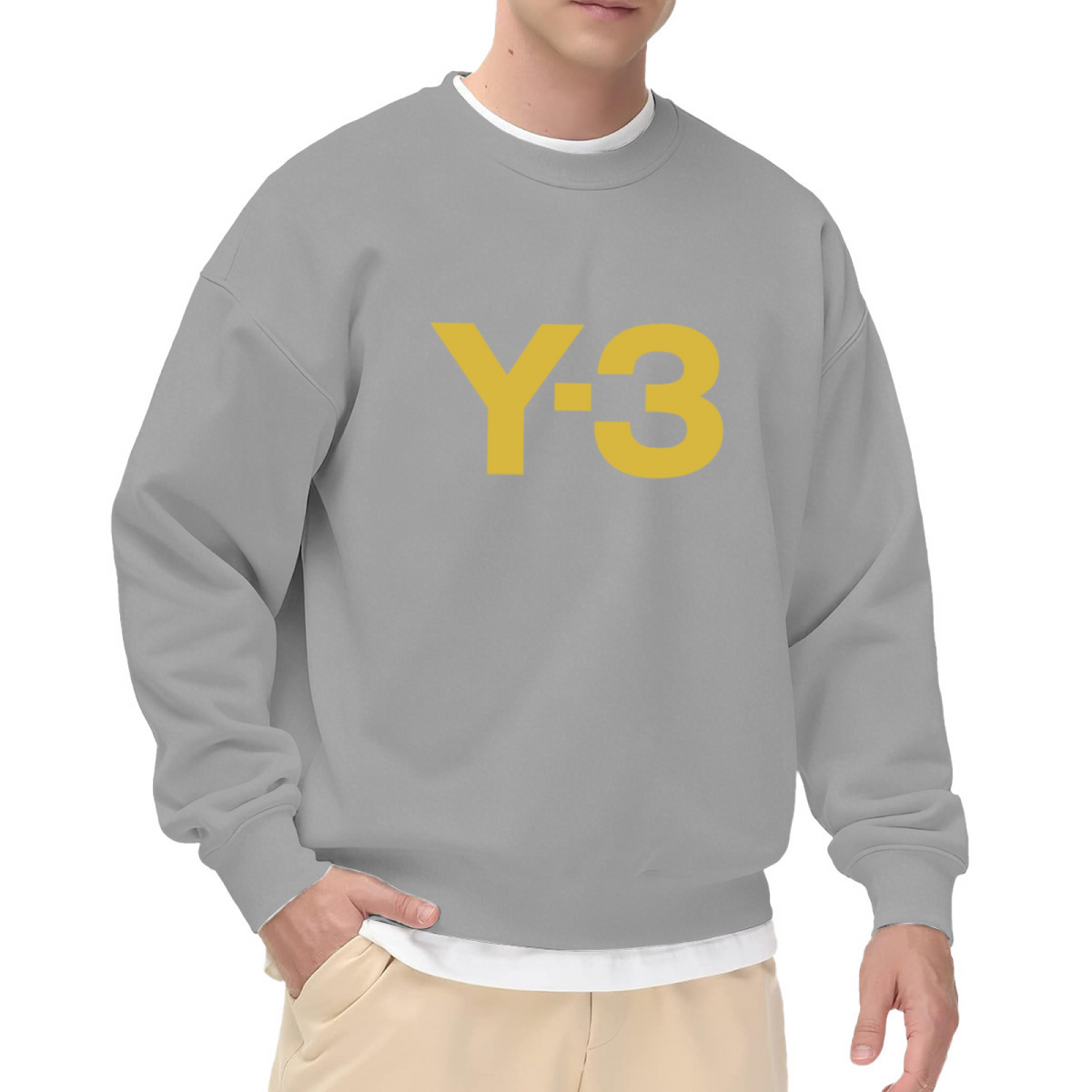 Minimalist Y?3 Gold Logo Streetwear Crewneck Sweatshirt