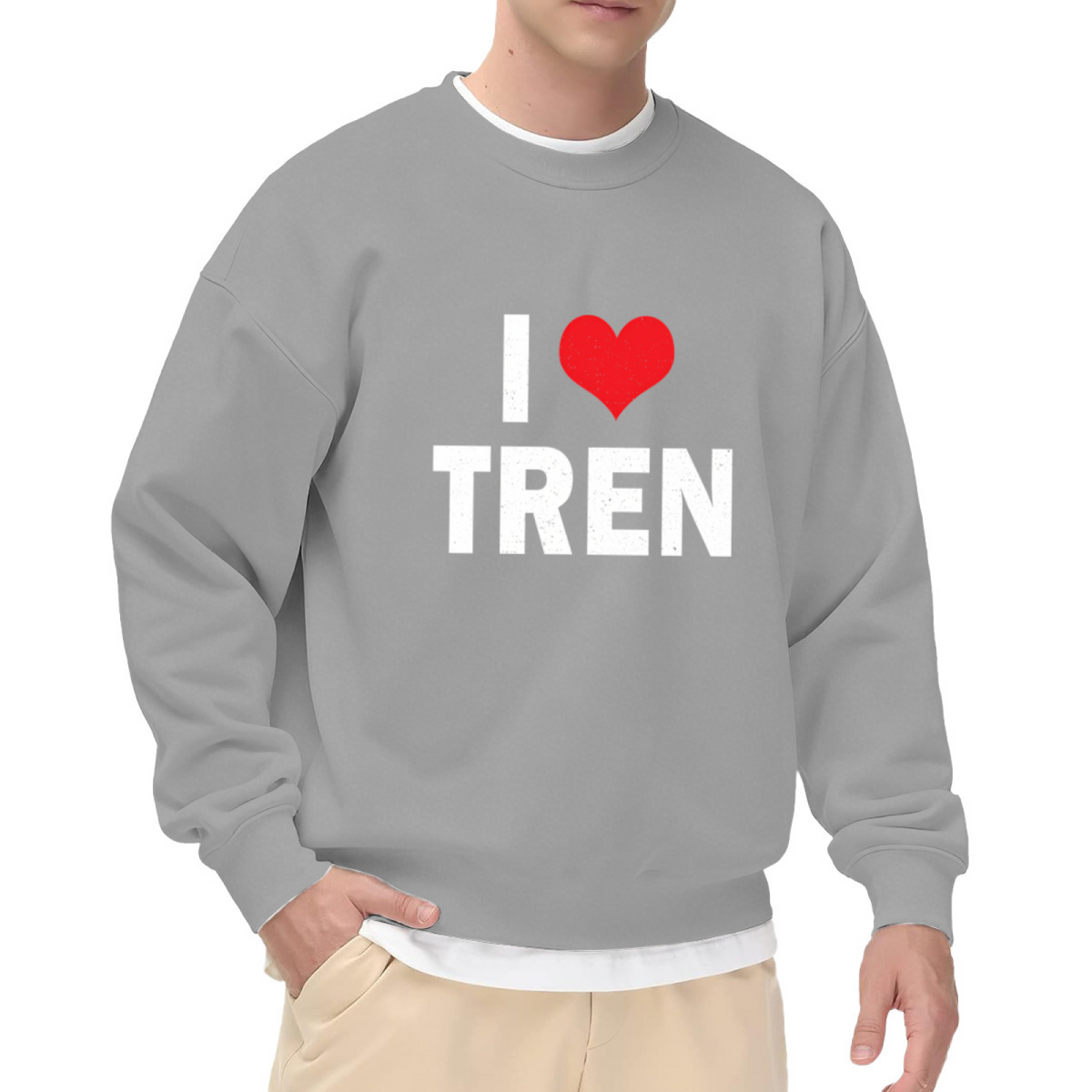 I Love Tren Vintage Distressed Vibe Crewneck Sweatshirt