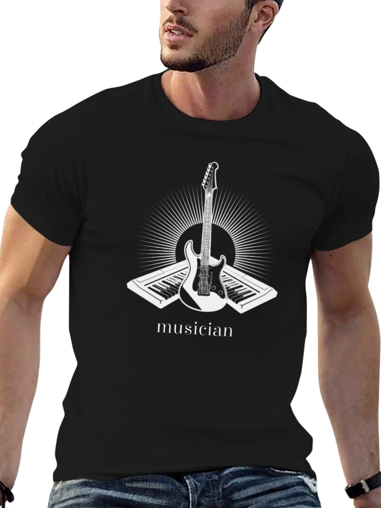 Musician Graphic T-Shirt - Black Cotton Tee