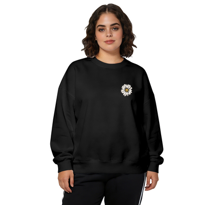 Tiny Daisy Chest Minimal Print Crewneck Sweatshirt