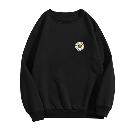 Tiny Daisy Chest Minimal Print Crewneck Sweatshirt