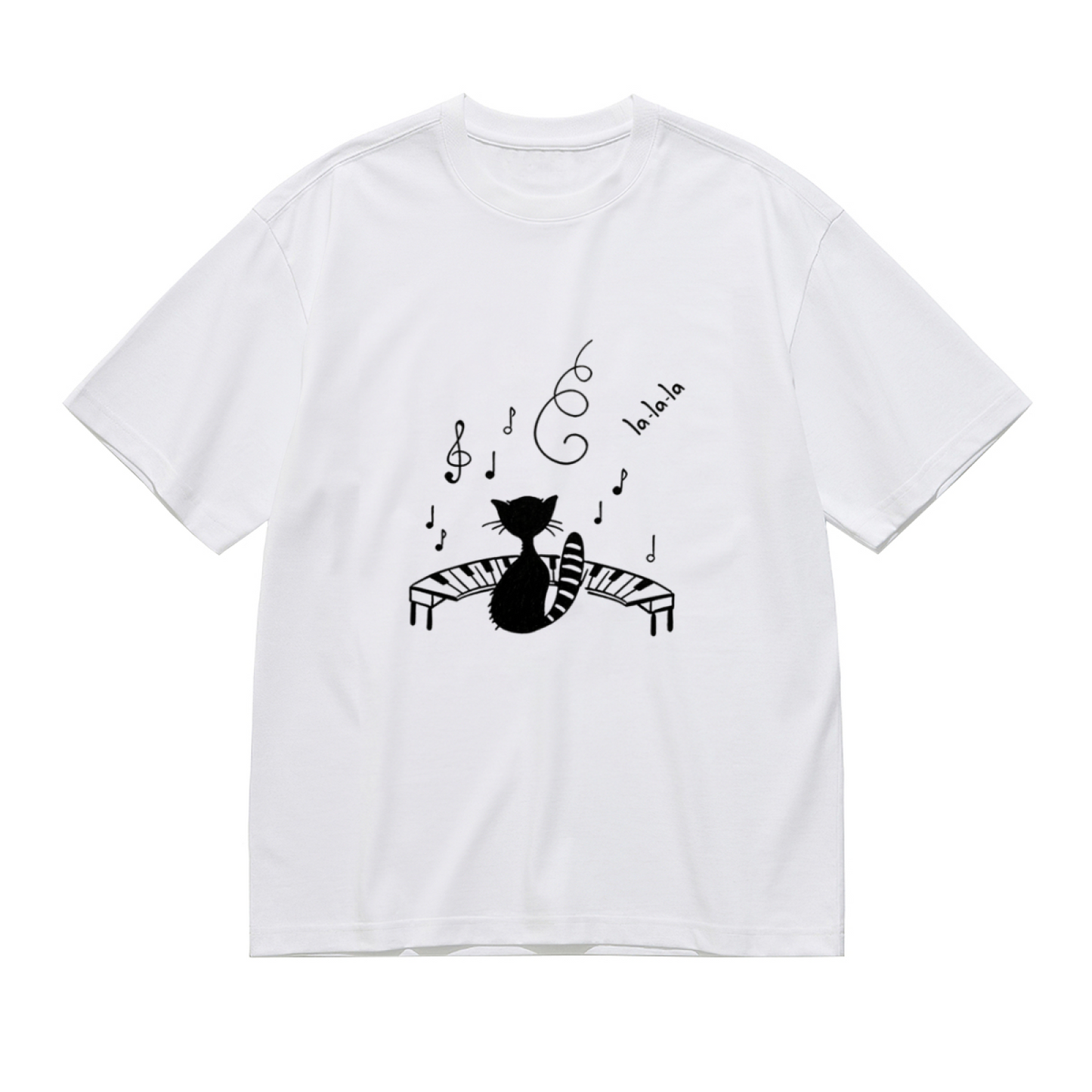 Melody Cat Piano & Musical Notes Minimal Tee