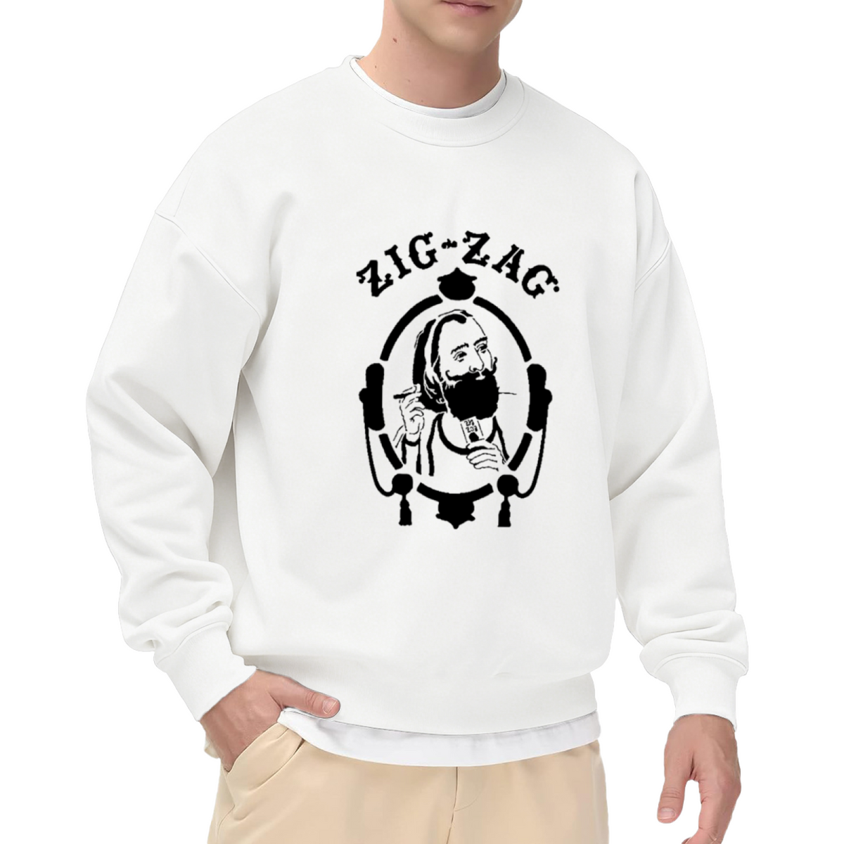Retro Zig?Zag Vintage Character Graphic Crewneck Sweatshirt