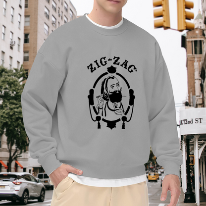Retro Zig?Zag Vintage Character Graphic Crewneck Sweatshirt