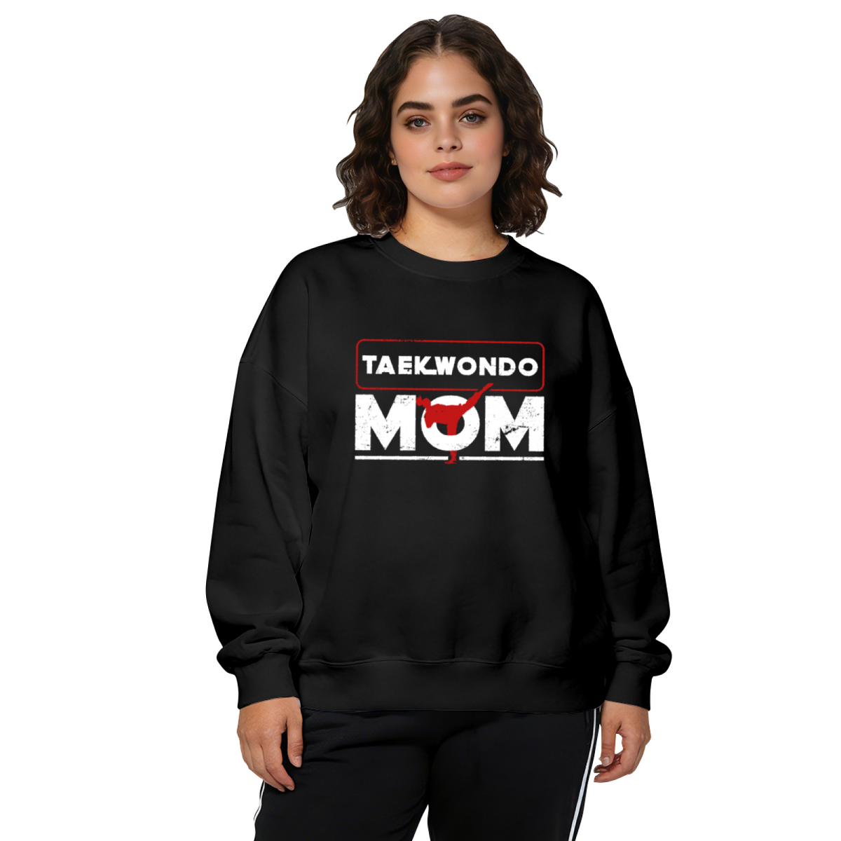 Distressed Taekwondo Mom Proud Parent Crewneck Sweatshirt
