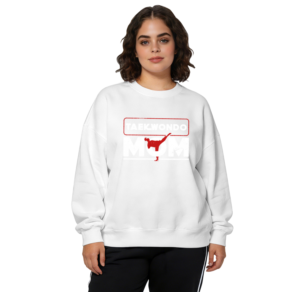 Distressed Taekwondo Mom Proud Parent Crewneck Sweatshirt
