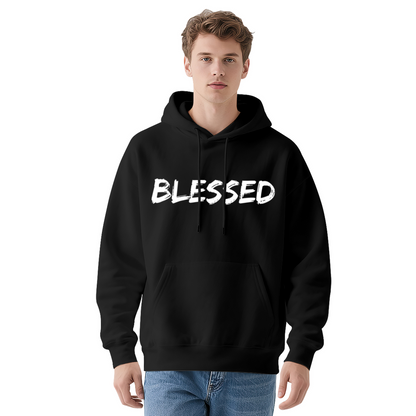Minimal Brush Font BLESSED Red Hoodie, Unisex Soft Casual Hooded Top