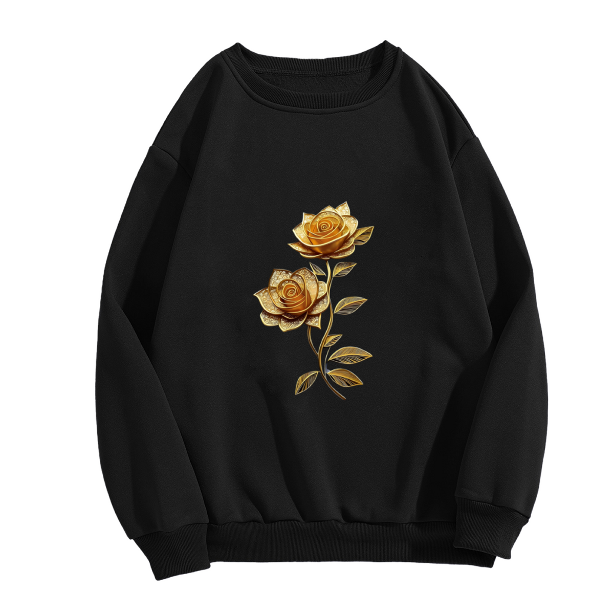 Luxurious Golden Rose Pair Crewneck Sweatshirt