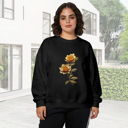 Luxurious Golden Rose Pair Crewneck Sweatshirt
