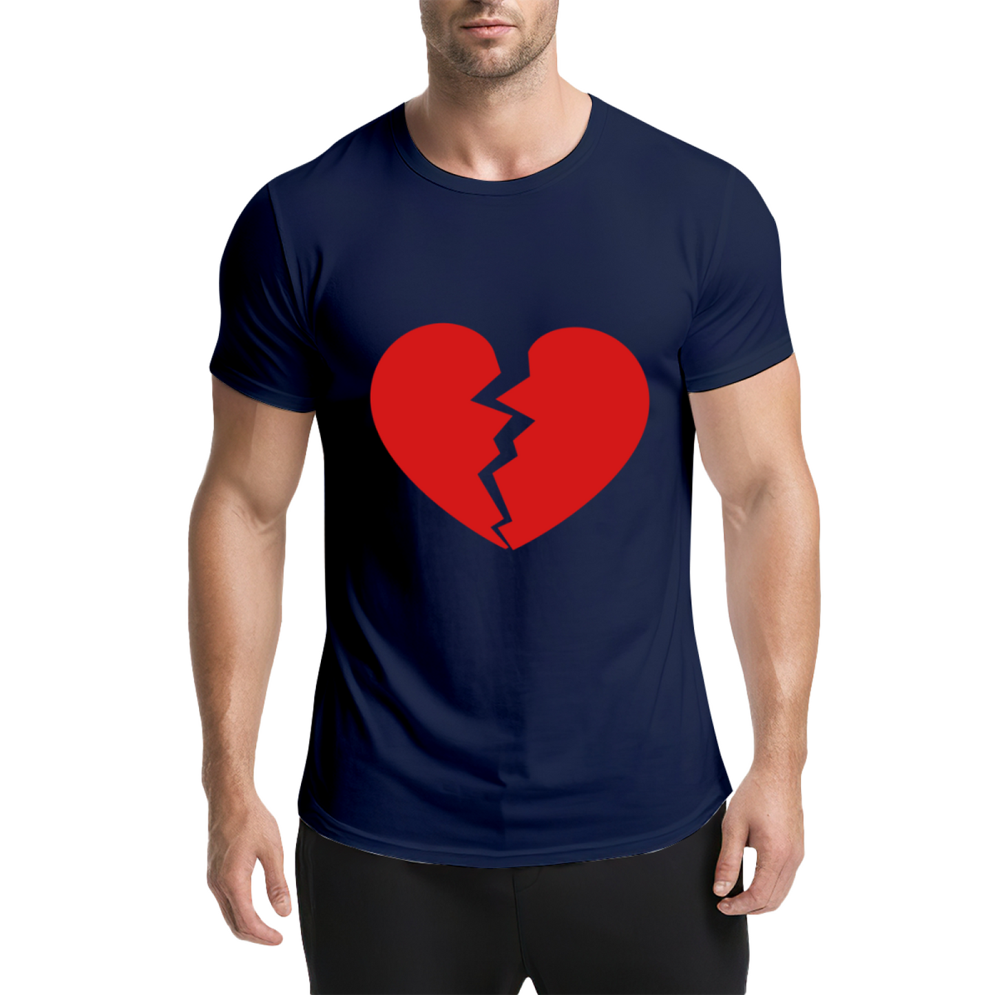 Simple Broken Red Heart Minimalist T-Shirt
