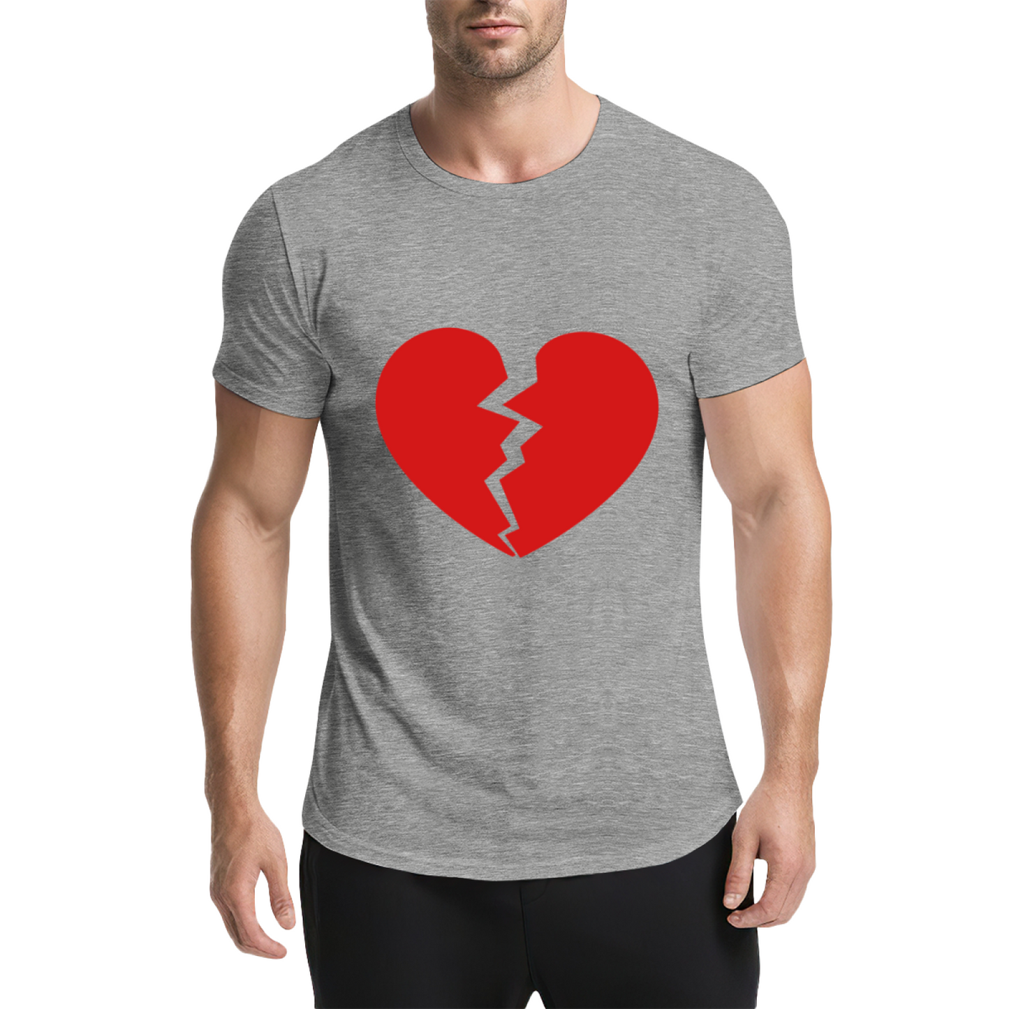 Simple Broken Red Heart Minimalist T-Shirt