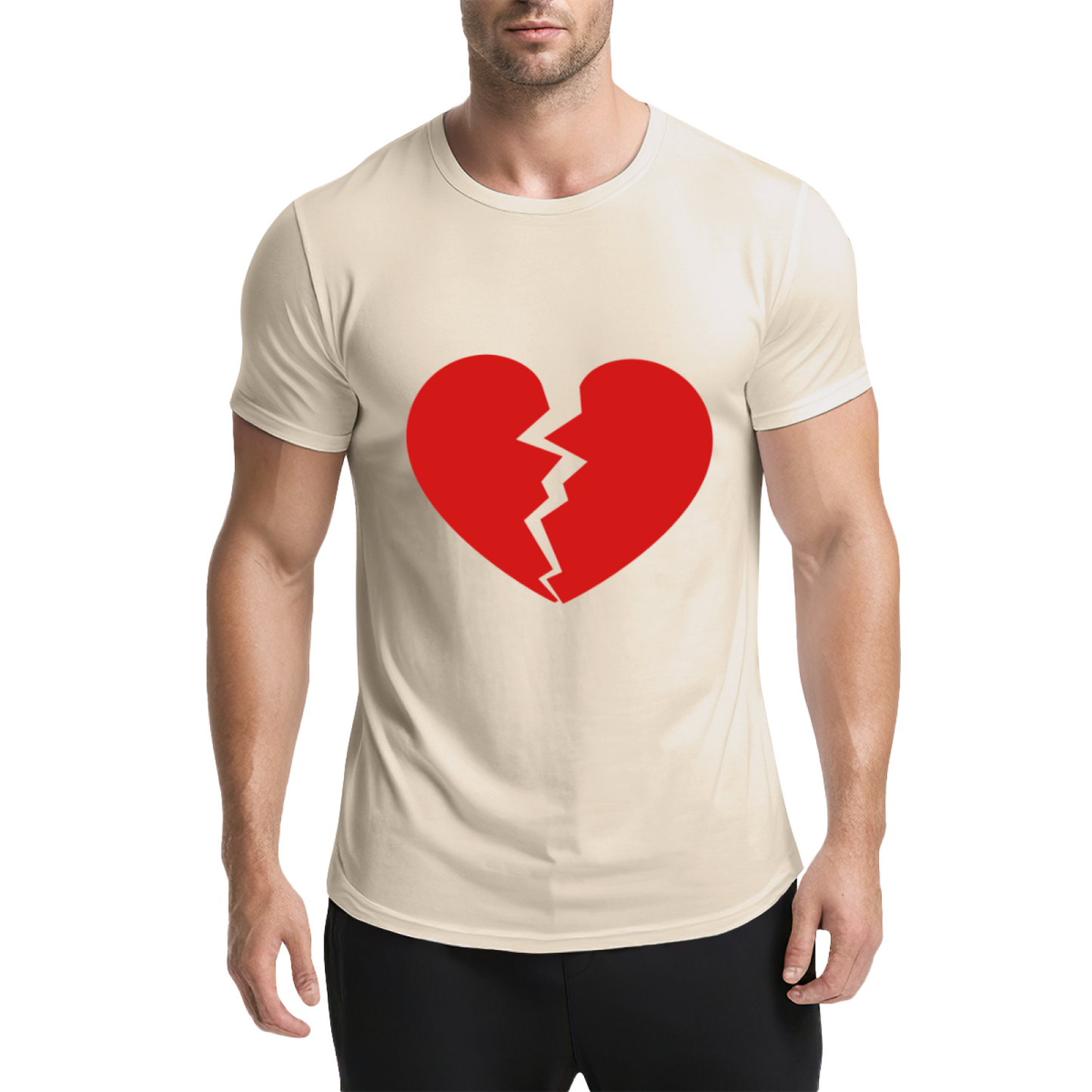 Simple Broken Red Heart Minimalist T-Shirt
