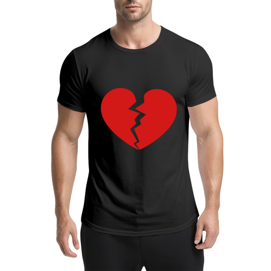 Simple Broken Red Heart Minimalist T-Shirt