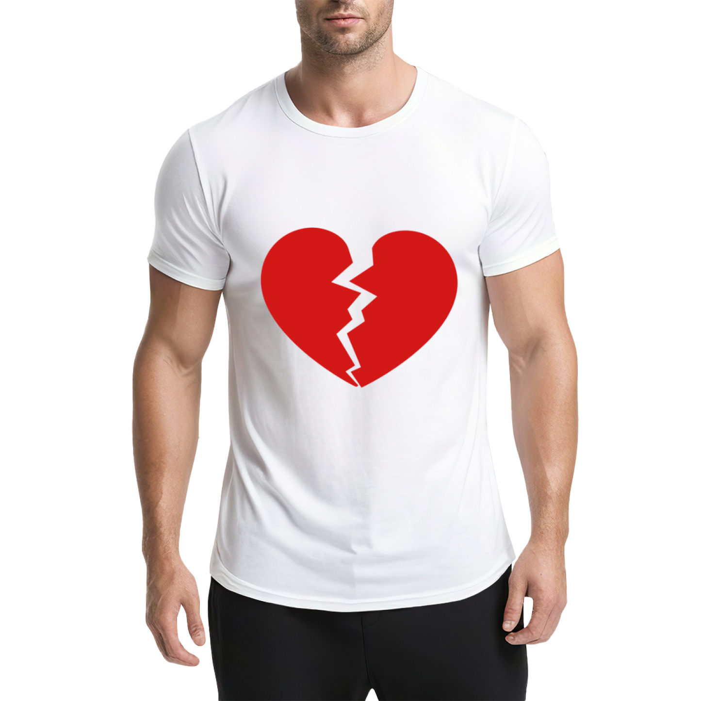 Simple Broken Red Heart Minimalist T-Shirt