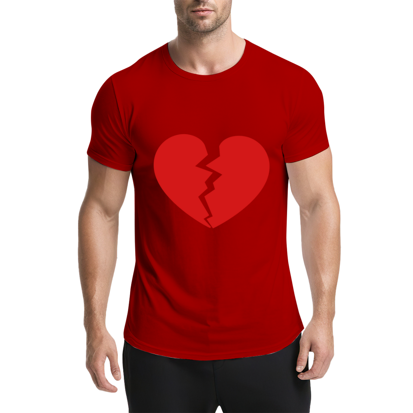 Simple Broken Red Heart Minimalist T-Shirt