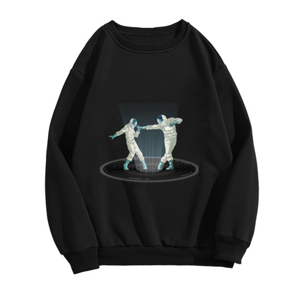 Astronaut Fencing On Vinyl Record Cool Sci?Fi Crewneck Sweatshirt