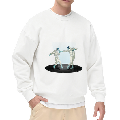 Astronaut Fencing On Vinyl Record Cool Sci?Fi Crewneck Sweatshirt