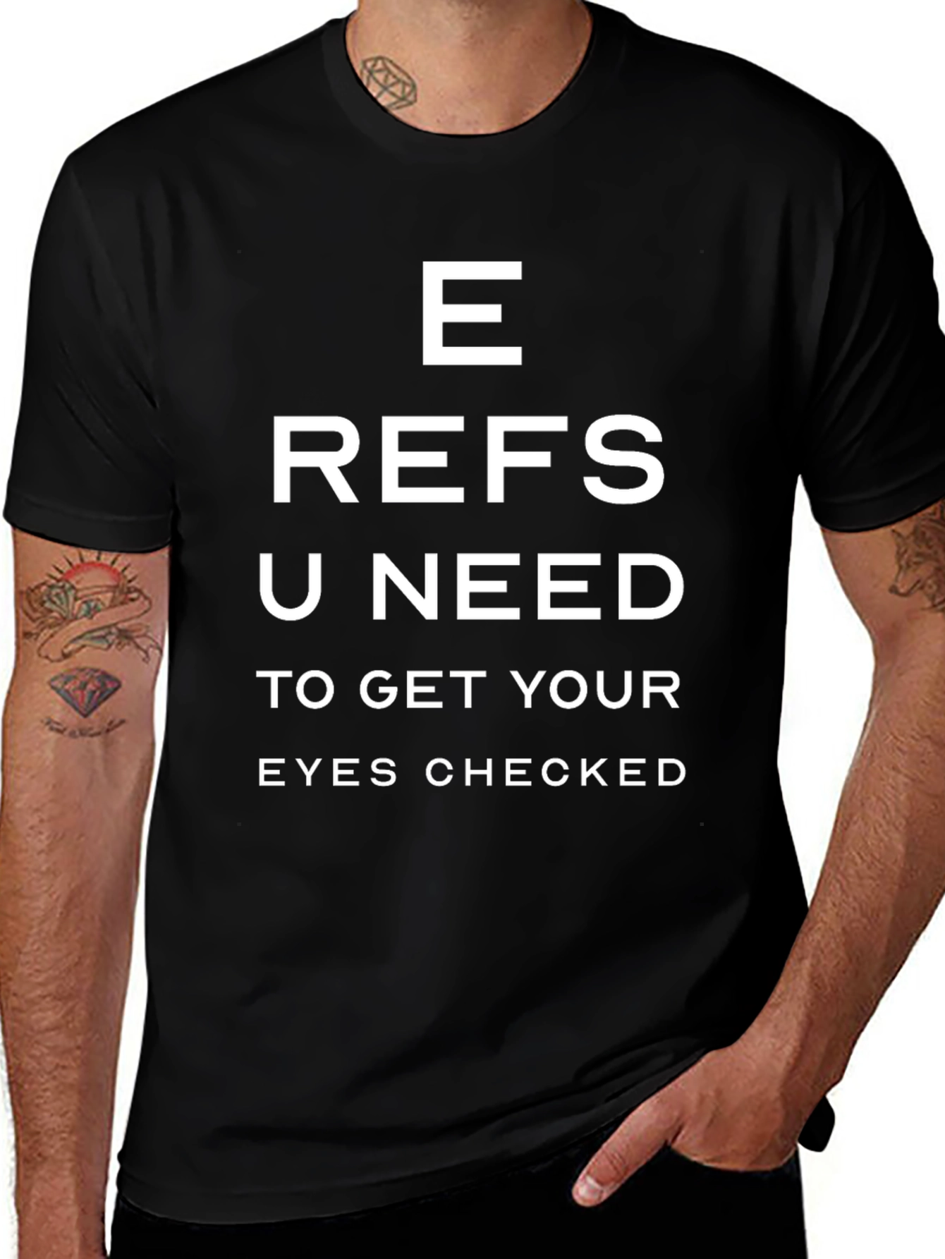 Funny Referees Eye Chart Black T-Shirt